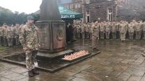 Armistice Day commemorations at 3 Rifles memorial garden at Redford Barracks, Edinburgh.