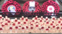 Wreaths laid at 3 Rifles memorial garden, Redford Barracks, Edinburgh.