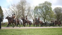 Personnel from King's Troop Royal Horse Artillery on Windsor Castle's Long Walk, during a rehearsal for Prince Philip's funeral (Picture: PA/Alamy).