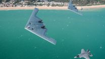 The exercise was the first time USAF B-2s trained with non-US F-35s (Picture: MOD). 