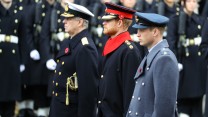 Prince William and Harry during Remembrance Sunday 2017 at Cenotaph - CREDIT: MOD