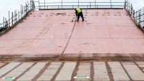 HMS Prince of Wales during the build at Rosyth Dockyard