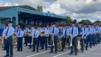 Band members pictured during rehearsals for Queen's funeral at RAF Halton.