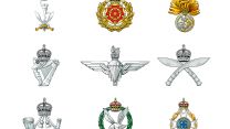 British Army cap badges show the new CR replacing the ER for the new era of King Charles III (Picture: British Army).