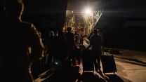 British Nationals seen here boarding an RAF aircraft, after being evacuated from Sudan 26042023 CREDIT MOD Crown Copyright