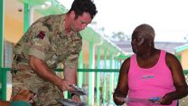 British soldier part of a team from RFA Mounts Bay, providing aid assistance to the Islanders of Great Abaco 040919 CREDIT MOD