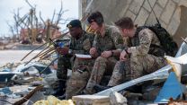 British troops from the Humanitarian and Disaster Relief team from RFA Mounts Bay provide assistance in Great Abaco, Bahamas, after Hurricane Dorian CREDIT MOD 040919