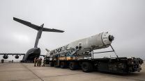 C-17 Globemaster from 99 Sqn RAF Brize Norton unloads Virgin Orbits Launcher One rocket at Cornwall Airport 12102022 CREDIT MOD Crown Copyright.jpg