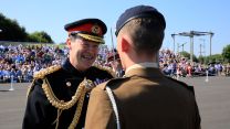 CGS General Sir Patrick Sanders shares a joke with a junior soldiers to mark graduation at AFC Harrogate.