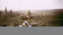 Canadian machine gunners dig themselves in, in shell holes on Vimy Ridge (Picture: The Vimy Foundation).