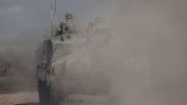 Challenger 2 tanks roll across Salisbury Plain 25072023 CREDIT MOD