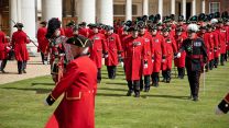 Chelsea Pensioners taking part in Royal Hospital Chelsea's Founder's Day parade