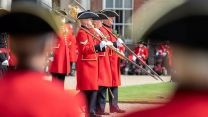Chelsea Pensioners taking part in the Founder's Day parade at the Royal Hospital Chelsea