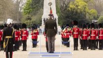 Chief of Staff of US Army General James C. McConville in London standing in front of the Band of the Irish Guards 120422 CREDIT UK MOD © Crown copyright 2022
