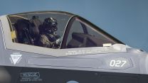 Pilot in the cockpit of an F-35B