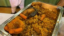 Commonwealh Day Celebration at Baker Barracks, Thorney Island -Jollof rice dish on offered to 14032022 CREDIT BFBS 
