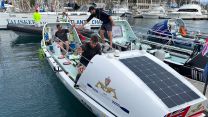 Crew of HMS Oardacious going through some checks of their boat before rowing challenge 09122022 CREDIT BFBS