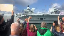 Crowds saying goodbye to HMS Queen Elizabeth as she departs for the USA 07092022 CREDIT BFBS.JPG