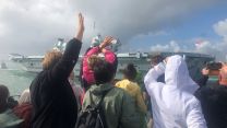 Crowds see off HMS Queen Elizabeth departing for the USA 07092022 CREDIT BFBS.JPG