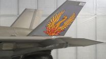 The squadron's phoenix emblem adorns the tail of the F-35B (Picture: PA Wire, PA Images)