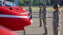Engineers from the Red Arrows do a formal see off before the jets deploy to a training sortie 20052022 CREDIT MOD Crown Copyright.jpg