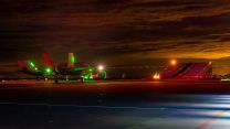F-35B Lightning Jet in front of ramp during night sortie on HMS Queen Elizabeth (Picture: MOD)