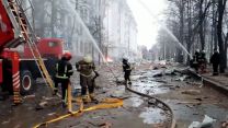 Firefighters in Kharkiv attempt to put out a blaze following shelling attack CREDIT CREDIT SES OF UKRAINE.jpg