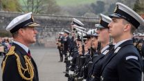 Fleet Commander, Vice Admiral Andrew Burns welcoming new officers into Navy and Royal Fleet Auxiliary at BRNC 13042022 CREDIT NAVY.jpg