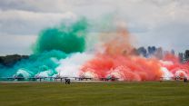 Freece Tricolori - the Italian Air Force's aerobatic team - show the colours of Italy (Pictures: MOD).