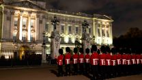 Guards stand in front of Buckingham Palace during rehearsals for HM The Queen's funeral (Picture: MOD).