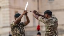 	Gurkha perform a traditional kukri display Horse Guards CREDIT MOD