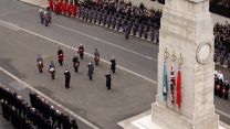 The King joins members of the Armed Forces and military veterans to lead the nation in Remembrance at the Cenotaph (Picture: MOD)