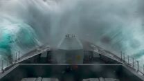 HMS Defender crashes through the Bay of Biscay waves on her way to the Mediterranean (Picture: MOD).