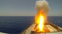 HMS Diamond firing Sea Viper missiles in anger in the Red Sea (Picture: Royal Navy)