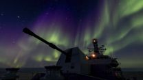 HMS Lancaster with the Northern Lights