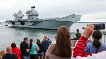HMS Prince of Wales recieved a warm welcome in Portsmouth 040823 CREDIT ROYAL NAVY