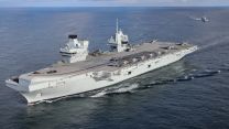 HMS Prince of Wales, followed by HMS Portland 24022024 CREDIT MOD