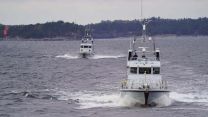 HMS Puncher leads HMS Dasher off the Finnish coast (Picture: MOD) HMS Puncher leads HMS Dasher off the Finnish coast