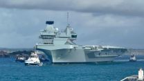 HMS Queen Elizabeth departing for USA 07092022 CREDIT BFBS.JPG