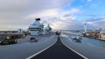 HMS Queen Elizabeth sailed from Portsmouth under the Nato flag for the first time 09112023 CREDIT Royal Navy