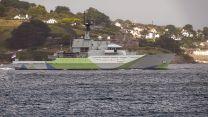 HMS Severn leaves Falmouth with Western Approaches paintwork 190821 CREDIT BOB SHARPLES