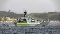 HMS Severn leaves Falmouth with Western Approaches paintwork 190821 CREDIT BOB SHARPLES