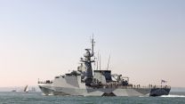HMS Spey leaving HMNB Portsmouth to be deployed in the Indo-Pacific Region