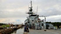 HMS Tamar and HMS Spey transiting from the Atlantic Ocean entrance of the Panama Canal as the ship heads on a 5-year ongoing presence in the Indo-Pacific region 031021 CREDIT MOD.jpg