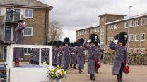 HRH The Prince of Wales takes the salute at the St. David's Day Parade in Windsor 