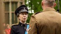HRH The Princess Royal speaks to soldier at the 2 Signal Regiment York Freedom Parade 19052022 CREDIT MOD Crown Copyright.jpg