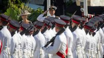HRH taking the salute as the Colours of the Royal Gibraltar Regiment march past 09062022 CREDIT MOD Crown Copyright.jpg