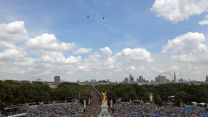 Helicopters perform a flypast over London to mark the Queen's Platinum Jubilee (Picture: MOD Crown Copyright).