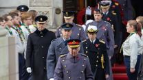 His Majesty The King, King Charles III leads the Royal party to their position at the Cenotaph 13112022 CREDIT MOD Crown Copyright.jpg
