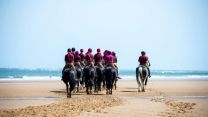 Household Cavalry on the beach in Norfolk 050719 Credit MOD